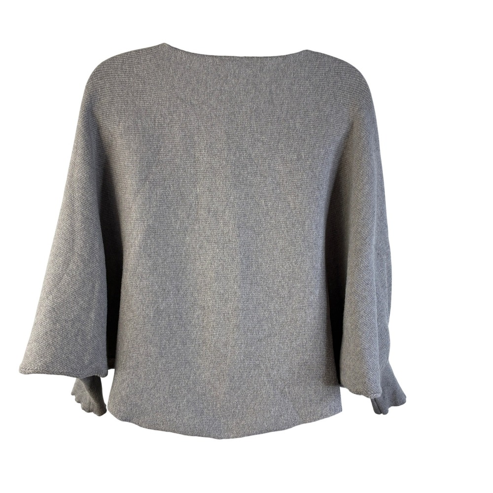 Heathmoor Womens Grey Ribbed Batwing Boatneck Sweater Oversized S/M Heathered‎ - Picture 2 of 16